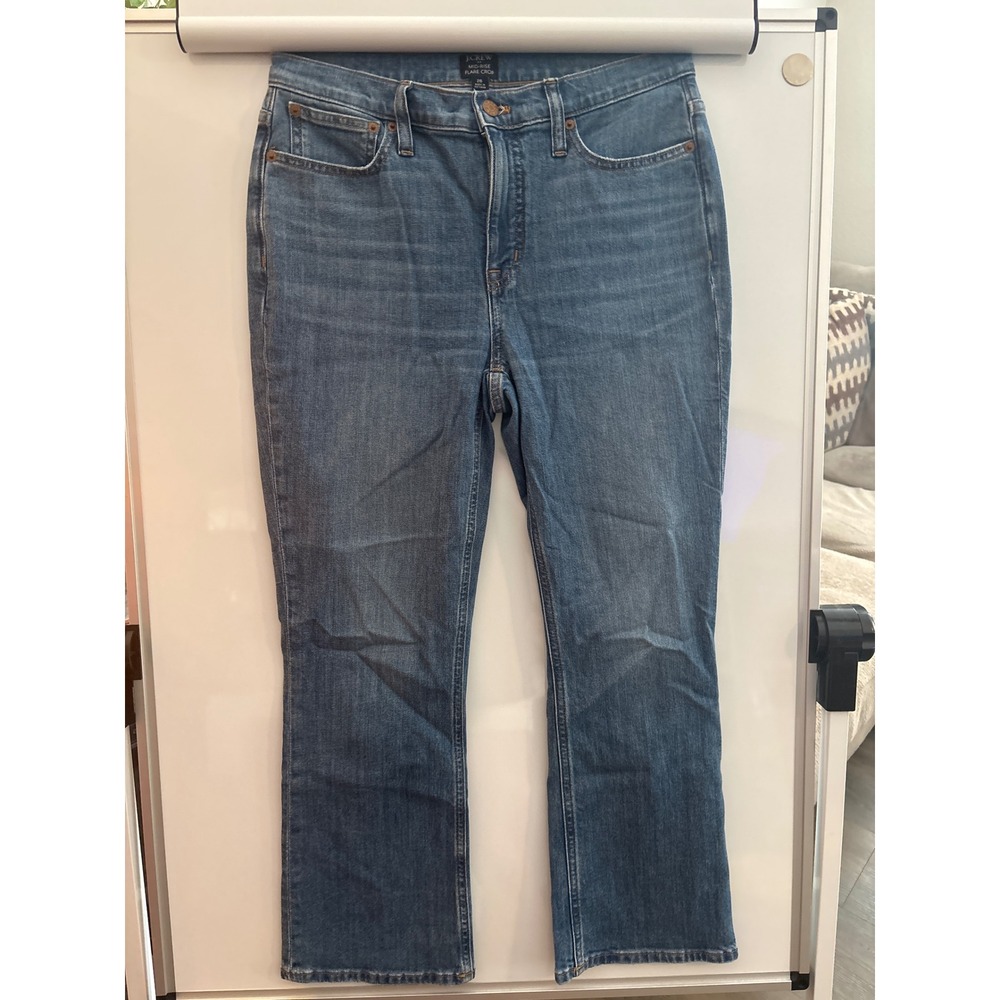 J.Crew Mid-Rise Flare Crop Jeans Womens 28 Blue‎ Medium Wash Denim Pants